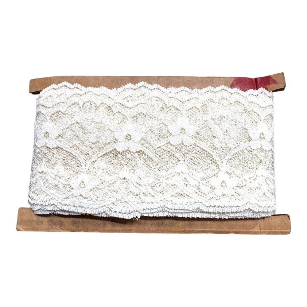 Vintage Ivory Floral Pattern Lace Trim 2.5" Wide Lingerie Panty LOT Sewing Craft